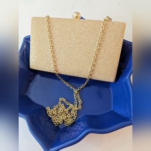 Charming Charlie RSVP Gold Glitter Clutch Bag